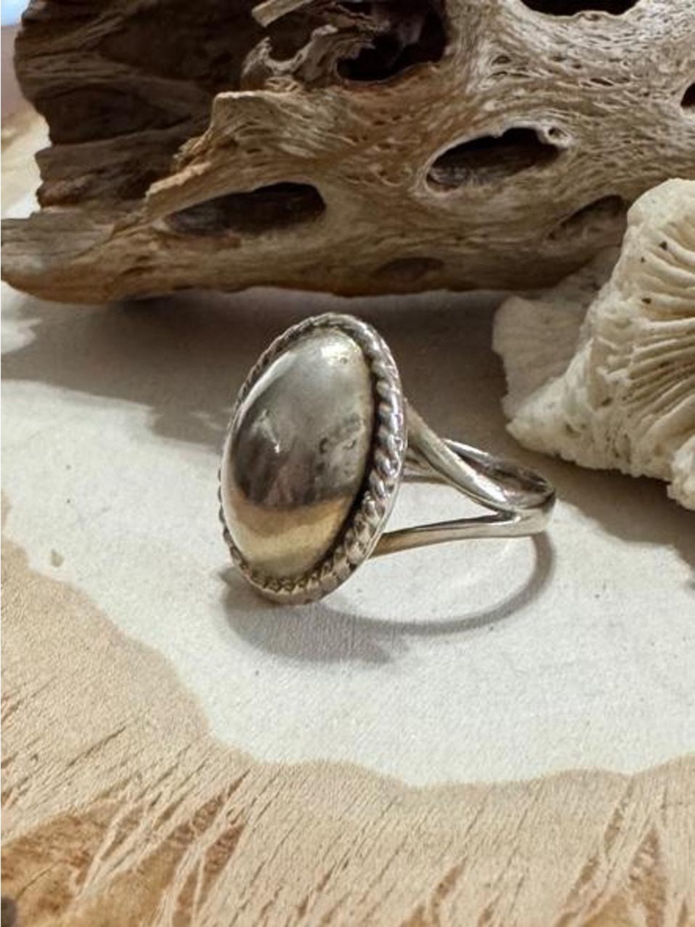 Vintage Sterling Silver Modernist Dome Style Ring Size 6